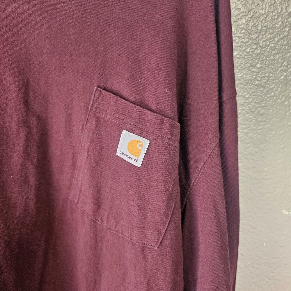 Carhartt K126 Basic Long Sleeve Pocket T Shirt Mens 2XLT Burgundy Gorpcore S580 - Picture 2 of 8
